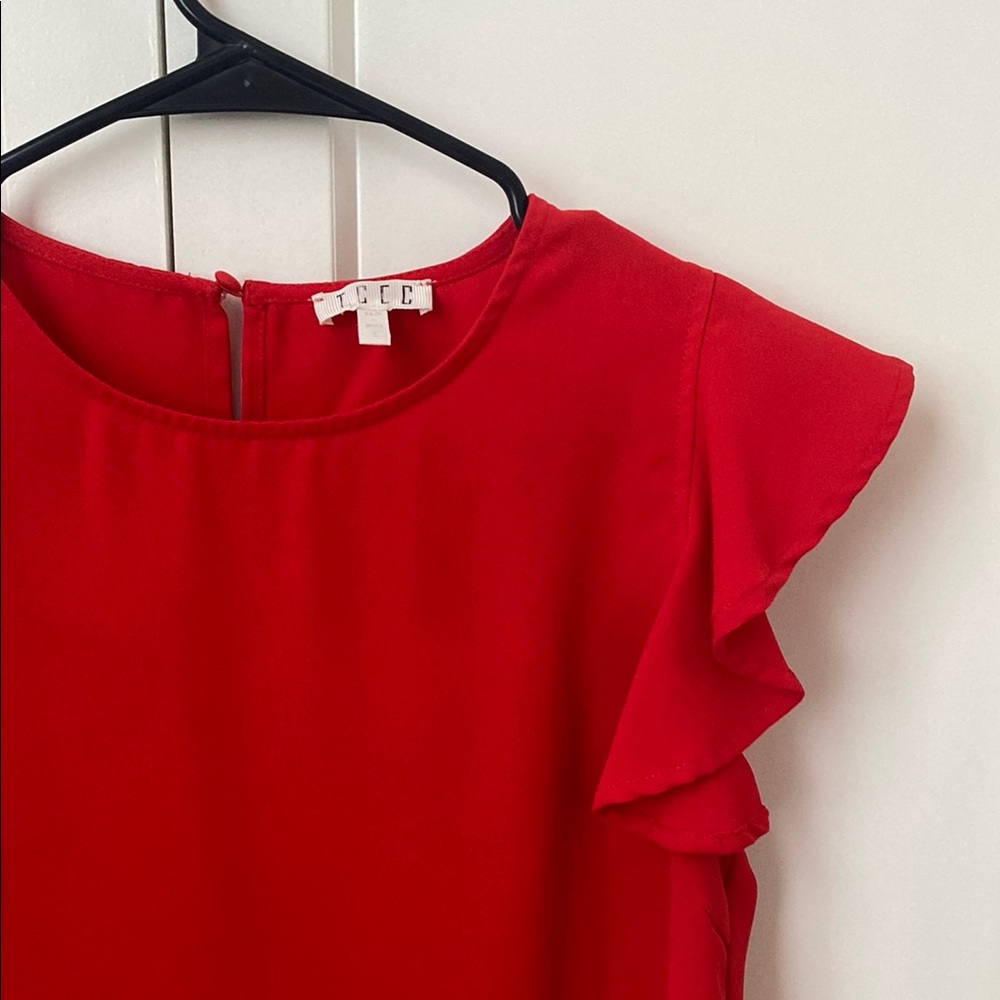 Vibrant Red Ruffle Blouse - Picture 2 of 7